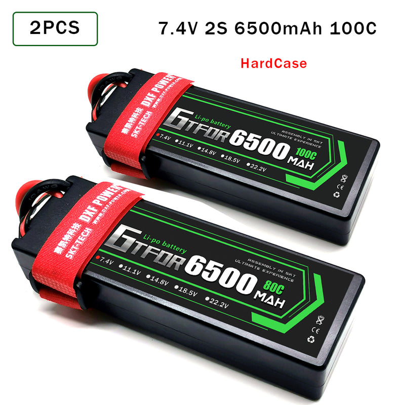 (CN)GTFDR 2S Lipo Battery 6500mAh 7.4V 100C Hardcase EC5 Plug for RC Buggy Truggy 1/10 Scale Racing Helicopters RC Car Boats