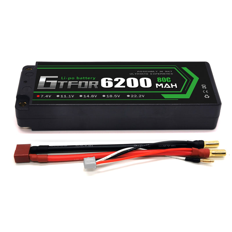 (CN)GTFDR 2S Lipo Battery 6200mAh 7.4V 80C 5mm Hardcase EC5 Plug for RC Buggy Truggy 1/10 Scale Racing Helicopters RC Car Boats