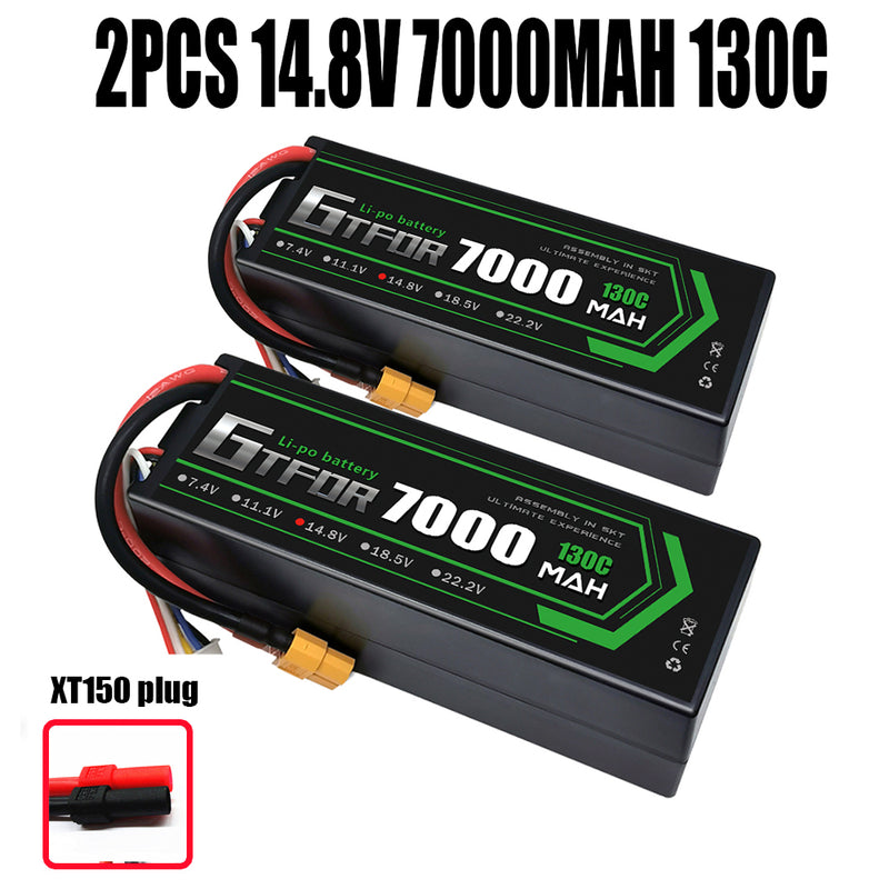 (CN)GTFDR 4S Lipo Battery 7000mAh 14.8V 130C Hardcase EC5 Plug for RC Buggy Truggy 1/10 Scale Racing Helicopters RC Car Boats