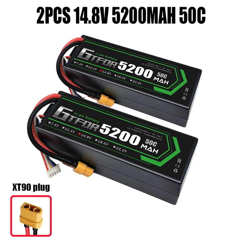 (CN)GTFDR 4S Lipo Battery 5200mAh 14.8V 50C Hardcase EC5 Plug for RC Buggy Truggy 1/10 Scale Racing Helicopters RC Car Boats