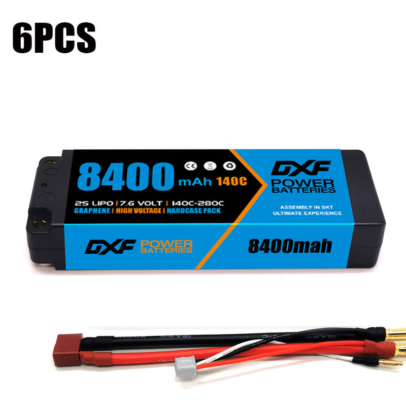 (PL) DXF 2S 7.6V Lipo Battery 140C 8400mAh with 5mm Bullet for RC 1/8 Vehicles Car Truck Tank Truggy Competition Racing Hobby