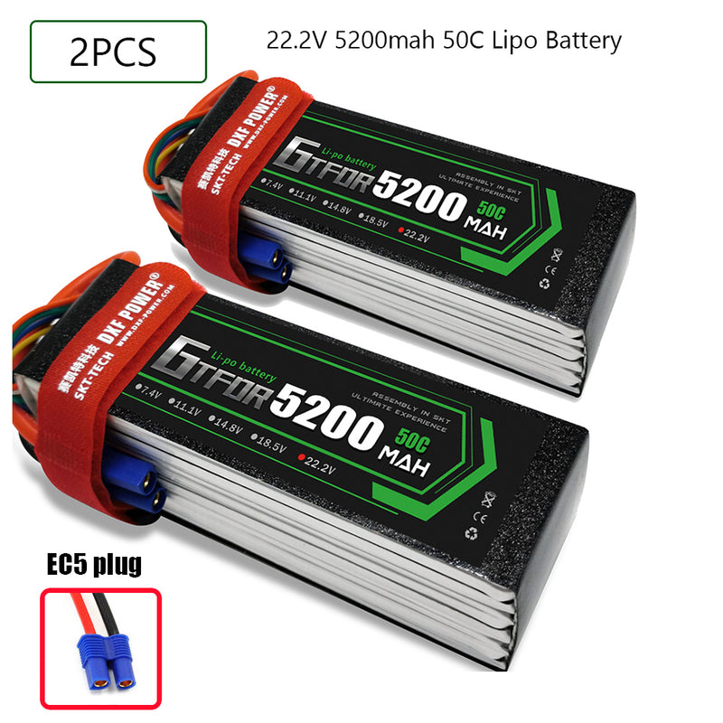 (CN)DXF 6S Lipo Battery 22.2V 50C 5200mAh Soft Case Battery with EC5 XT90 Connector for Car Truck Tank RC Buggy Truggy Racing Hobby