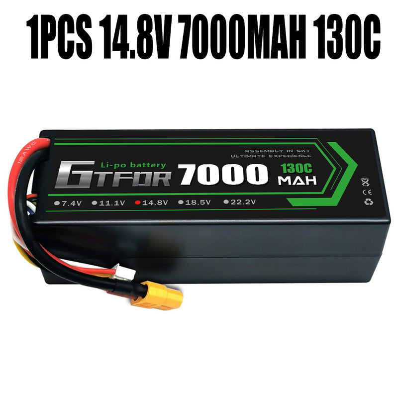 (CN)GTFDR 4S Lipo Battery 7000mAh 14.8V 130C Hardcase EC5 Plug for RC Buggy Truggy 1/10 Scale Racing Helicopters RC Car Boats