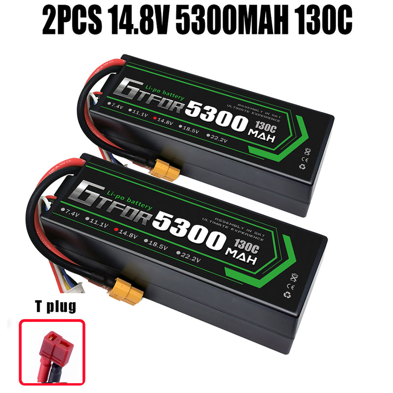 (CN)GTFDR 4S Lipo Battery 5300mAh 14.8V 130C Hardcase EC5 Plug for RC Buggy Truggy 1/10 Scale Racing Helicopters RC Car Boats