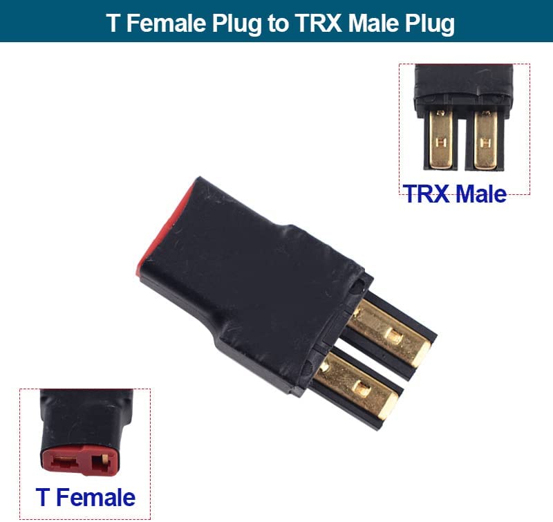 (IT)DXF 2 Pair Male to Female TRX Female Deans to Male TRX Traxxas Connector Wireless Adapter for RC Charger (Pack of 4)