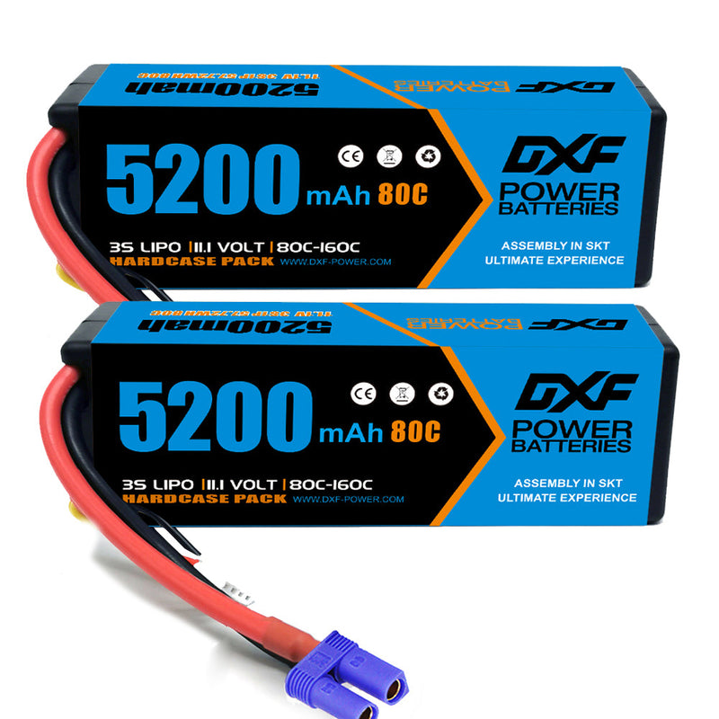 (ES)DXF Lipo Battery 3S 11.1V 5200MAH 80C Blue Series lipo Hardcase with EC5 Plug for Rc 1/8 1/10 Buggy Truck Car Off-Road Drone