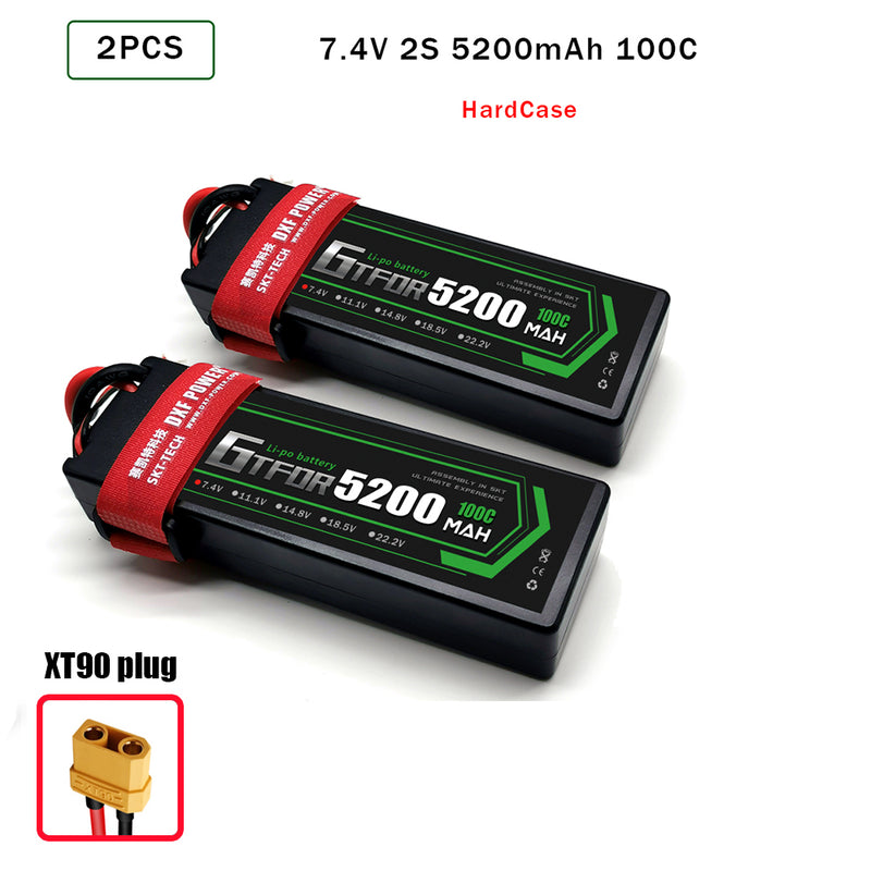 (CN) GTFDR 2S 7.4V Lipo Battery 100C 5200mAh for RC 1/10 1/8 Vehicles Car Truck Tank Truggy Competition Racing Hobby