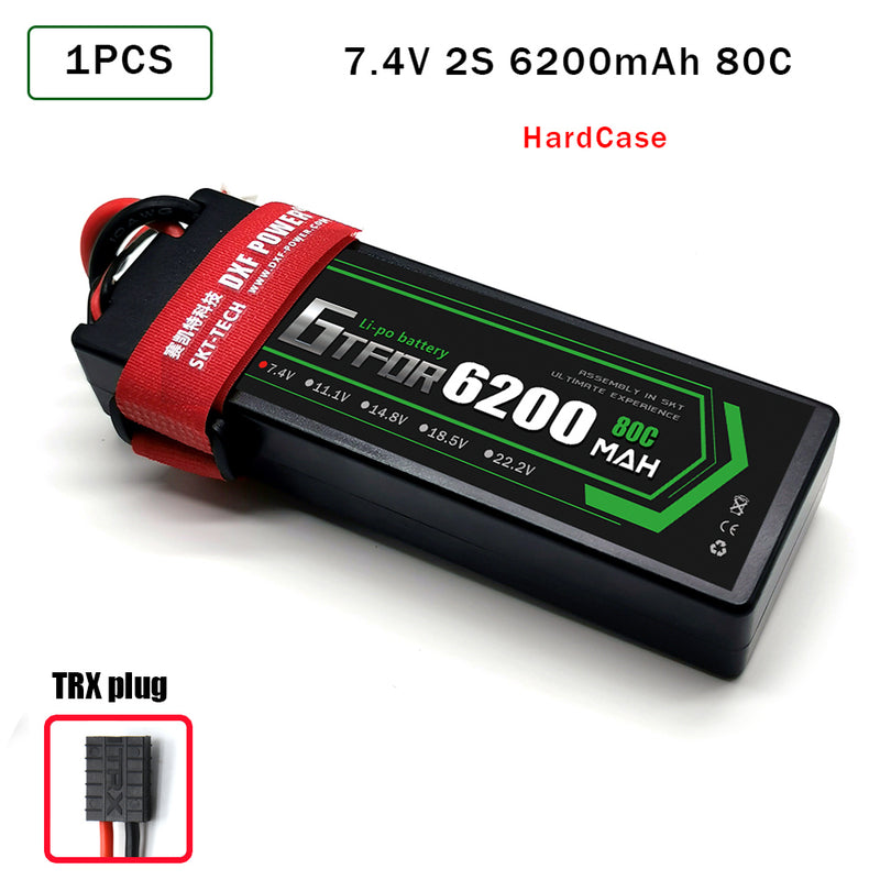 (CN)GTFDR 2S Lipo Battery 6200mAh 7.4V 80C Hardcase EC5 Plug for RC Buggy Truggy 1/10 Scale Racing Helicopters RC Car Boats