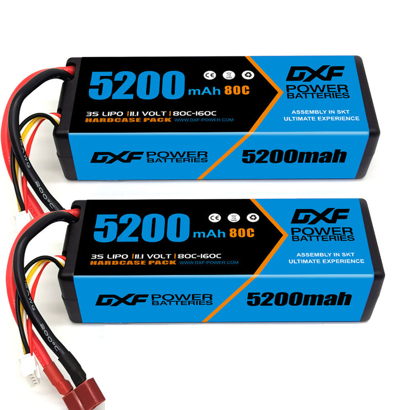 (GE)DXF Lipo Battery 3S 11.1V 5200MAH 80C Blue Series lipo Hardcase with Deans Plug for Rc 1/8 1/10 Buggy Truck Car Off-Road Drone