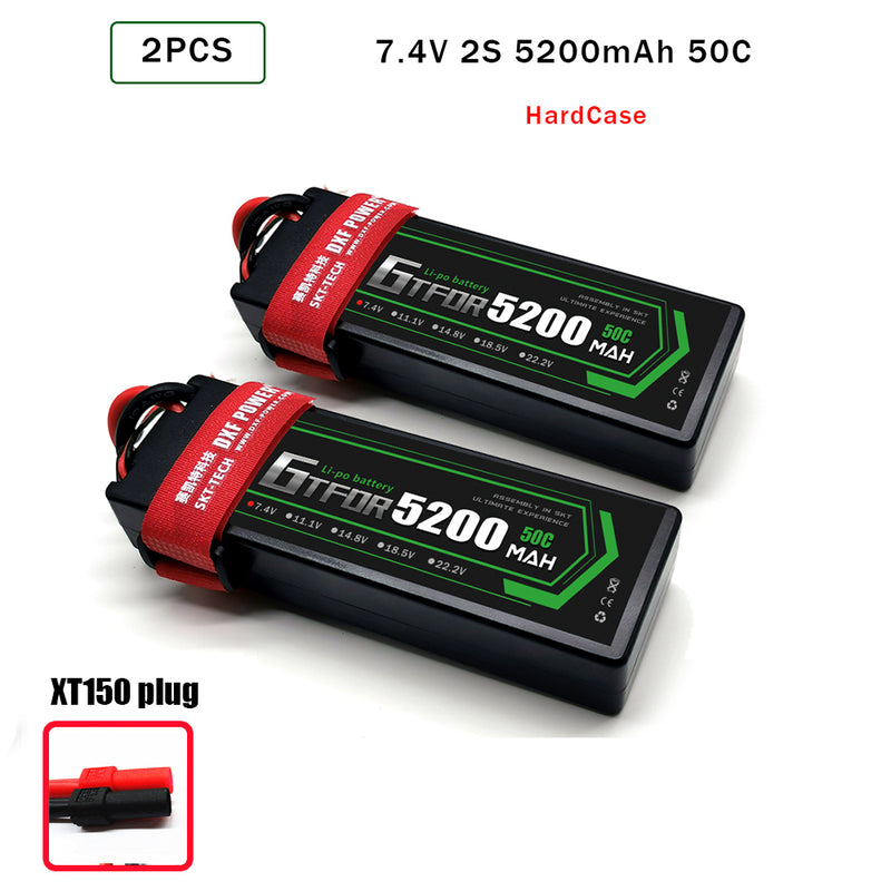 (CN) GTFDR 2S 7.4V Lipo Battery 50C 5200mAh for RC 1/10 1/8 Vehicles Car Truck Tank Truggy Competition Racing Hobby