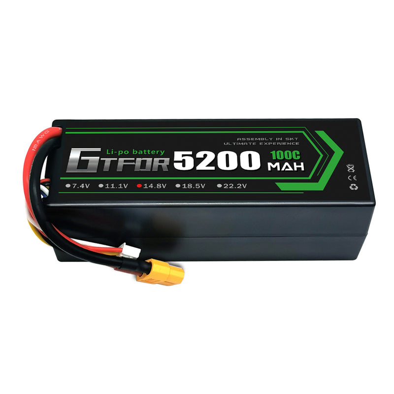 (CN)GTFDR 4S Lipo Battery 5200mAh 14.8V 100C Hardcase EC5 Plug for RC Buggy Truggy 1/10 Scale Racing Helicopters RC Car Boats