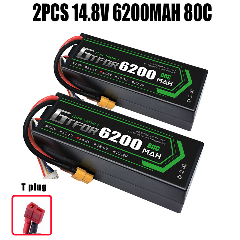(CN)GTFDR 4S Lipo Battery 6200mAh 14.8V 80C Hardcase EC5 Plug for RC Buggy Truggy 1/10 Scale Racing Helicopters RC Car Boats