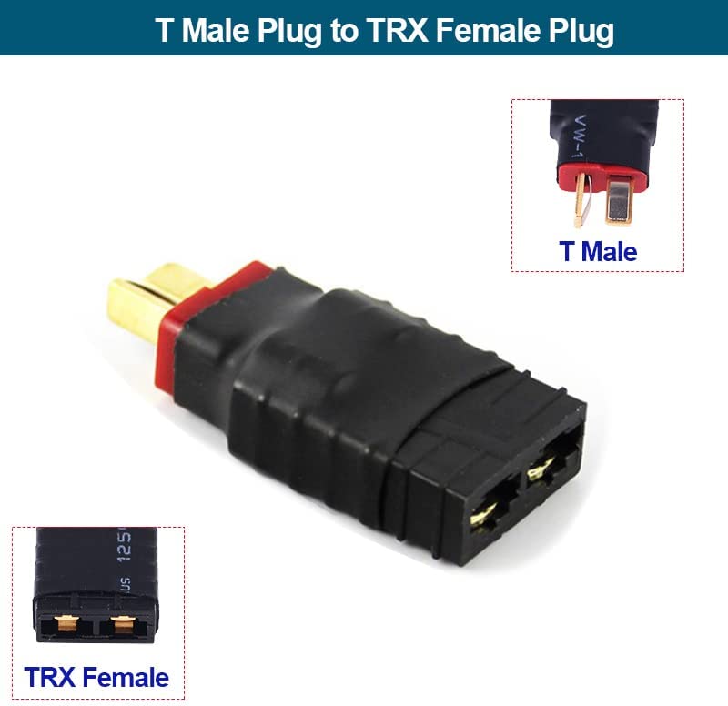 (GE)DXF 2 Pair Male to Female TRX Female Deans to Male TRX Traxxas Connector Wireless Adapter for RC Charger (Pack of 4)