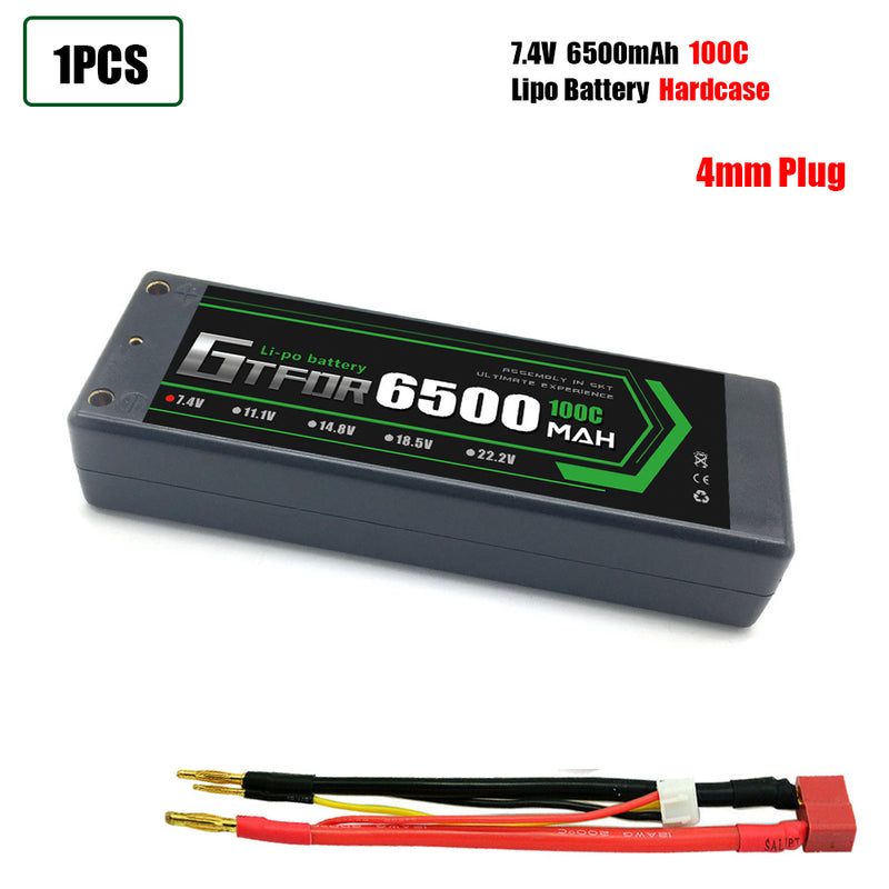 (CN)GTFDR 2S Lipo Battery 6500mAh 7.4V 100C 4mm Hardcase EC5 Plug for RC Buggy Truggy 1/10 Scale Racing Helicopters RC Car Boats