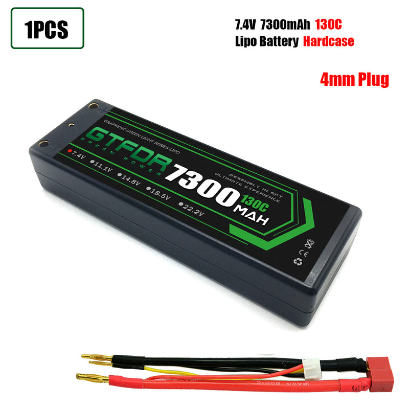 (CN)GTFDR 2S Lipo Battery 7300mAh 7.4V 130C 4mm Hardcase EC5 Plug for RC Buggy Truggy 1/10 Scale Racing Helicopters RC Car Boats