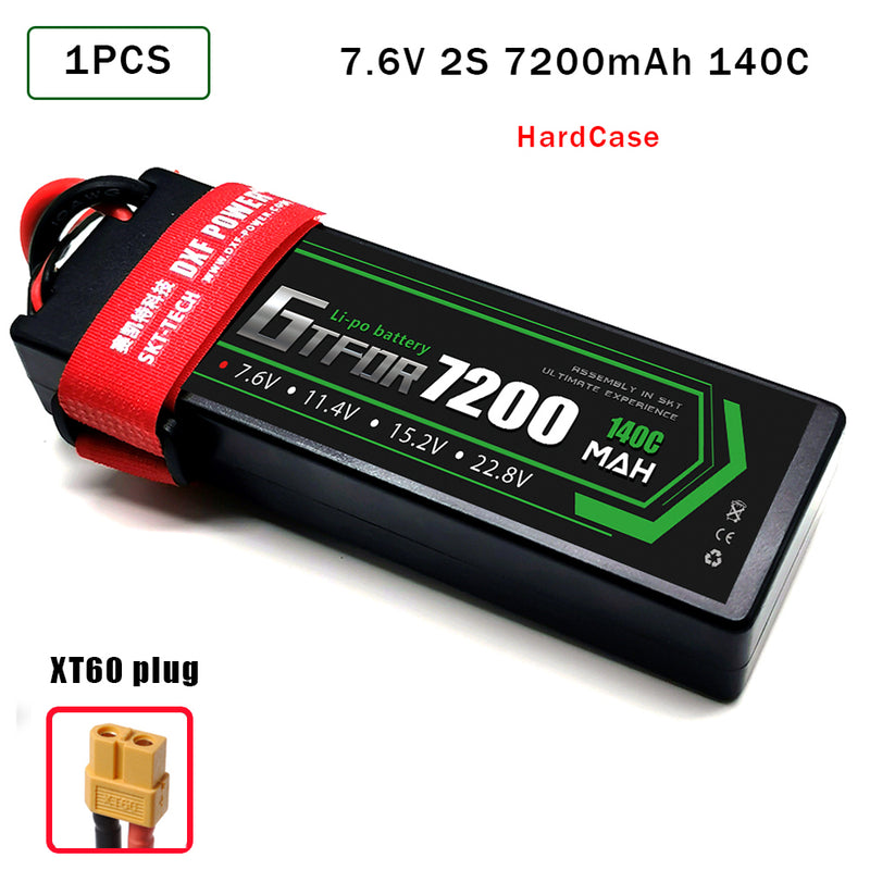 (CN)GTFDR 2S Lipo Battery 7200mAh 7.6V 140C Hardcase EC5 Plug for RC Buggy Truggy 1/10 Scale Racing Helicopters RC Car Boats