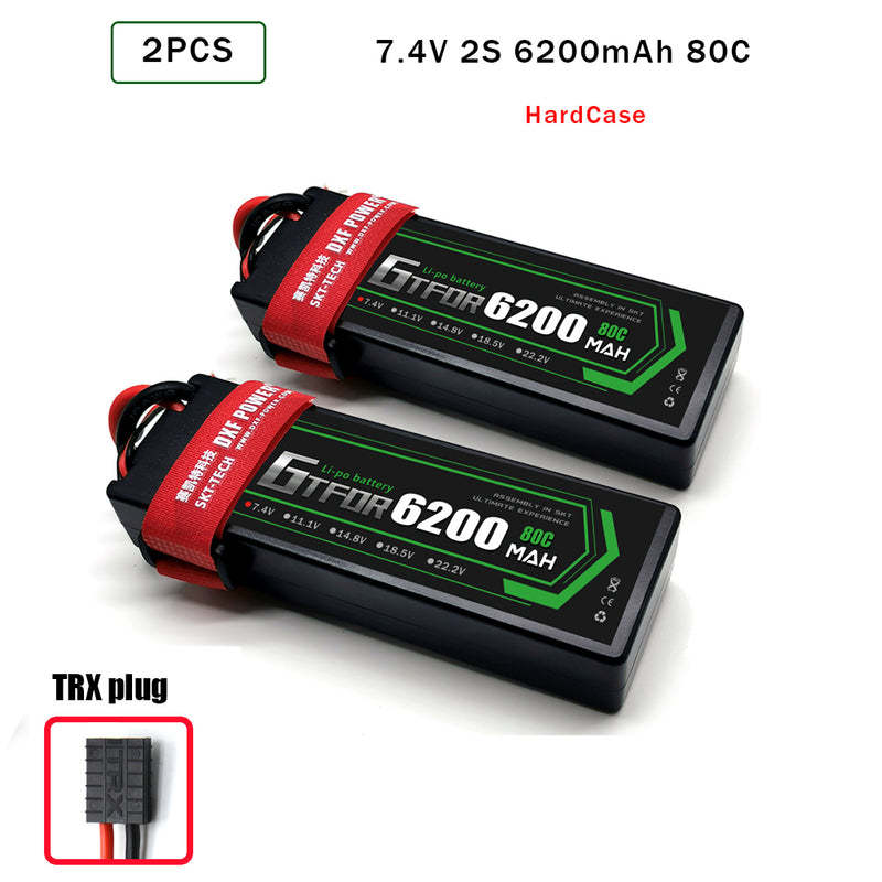 (CN)GTFDR 2S Lipo Battery 6200mAh 7.4V 80C Hardcase EC5 Plug for RC Buggy Truggy 1/10 Scale Racing Helicopters RC Car Boats