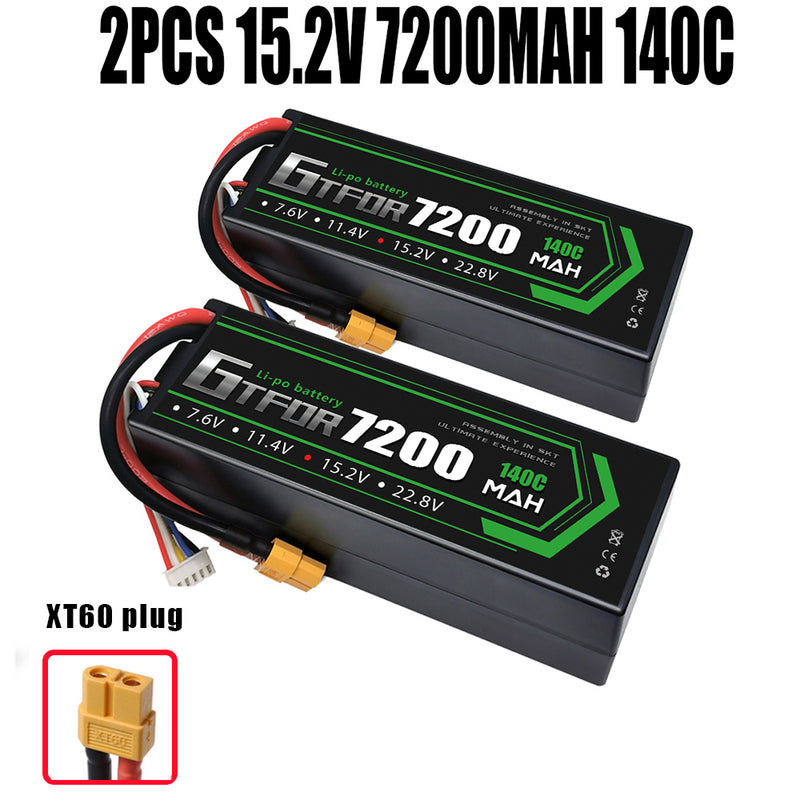 (CN)GTFDR 4S Lipo Battery 7200mAh 15.2V 140C Hardcase EC5 Plug for RC Buggy Truggy 1/10 Scale Racing Helicopters RC Car Boats