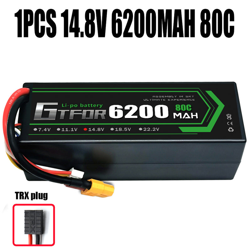 (CN)GTFDR 4S Lipo Battery 6200mAh 14.8V 80C Hardcase EC5 Plug for RC Buggy Truggy 1/10 Scale Racing Helicopters RC Car Boats