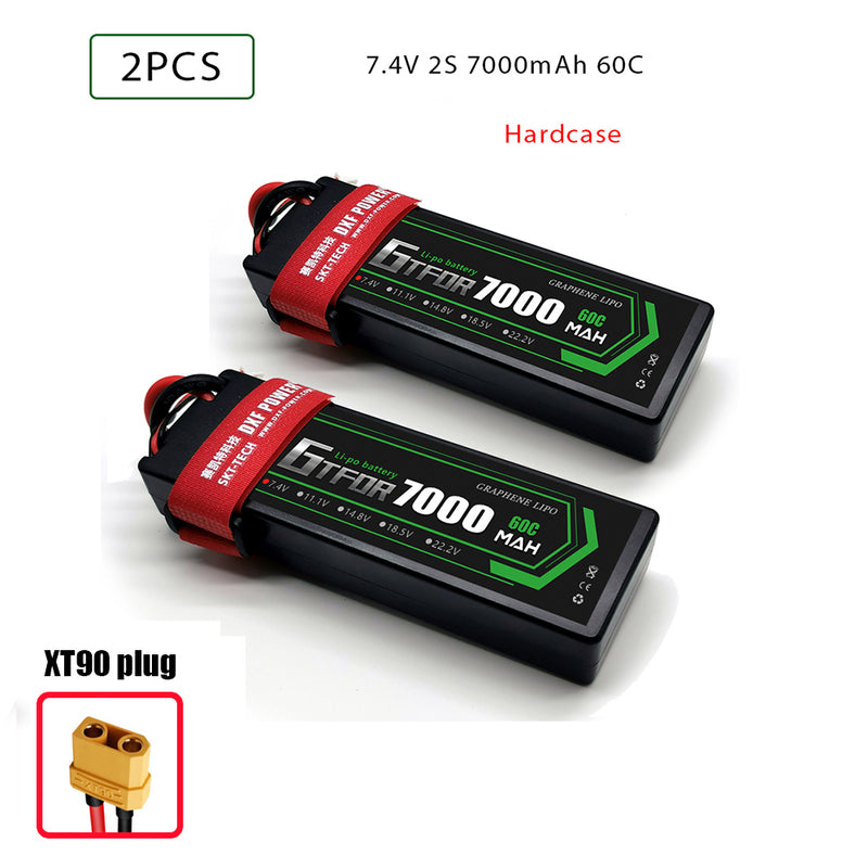 (CN)GTFDR 2S Lipo Battery 7000mAh 7.4V 60C Hardcase EC5 Plug for RC Buggy Truggy 1/10 Scale Racing Helicopters RC Car Boats