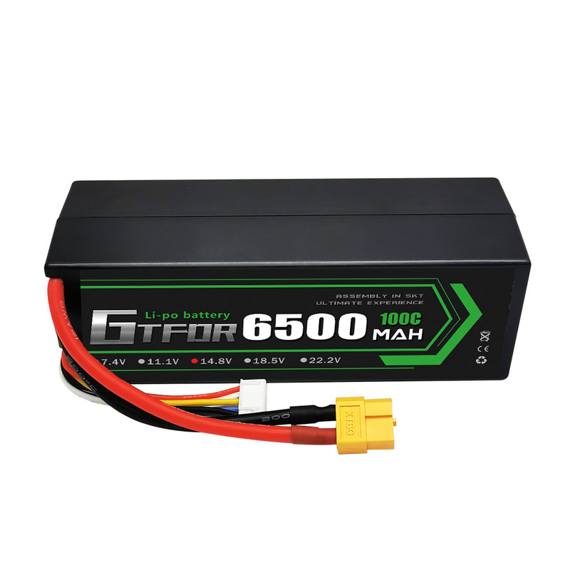 (CN)GTFDR 4S Lipo Battery 6500mAh 14.8V 100C Hardcase EC5 Plug for RC Buggy Truggy 1/10 Scale Racing Helicopters RC Car Boats
