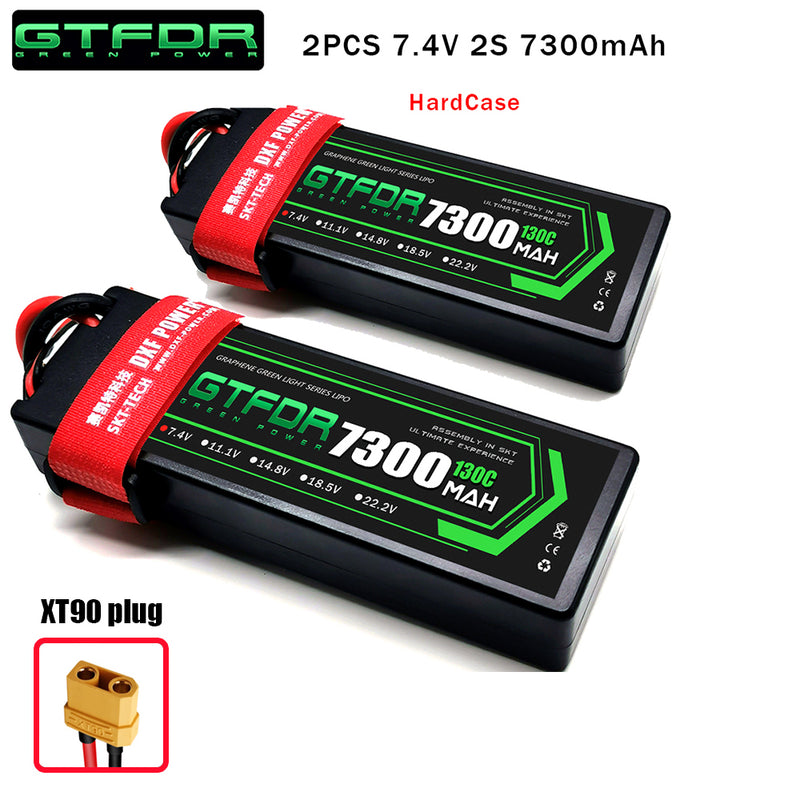 (CN)GTFDR 2S Lipo Battery 7300mAh 7.4V 130C Hardcase EC5 Plug for RC Buggy Truggy 1/10 Scale Racing Helicopters RC Car Boats
