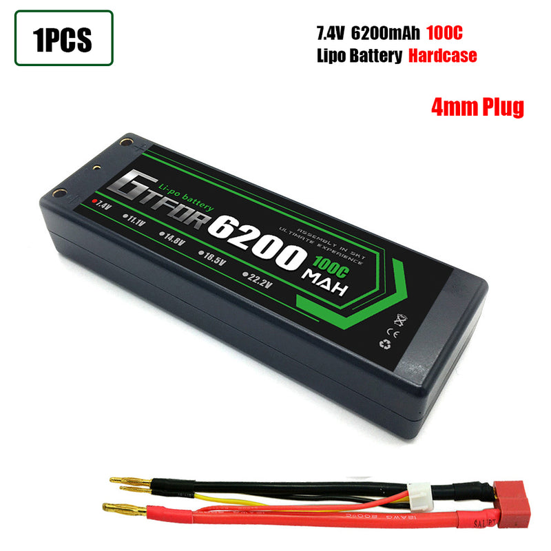 (CN)GTFDR 2S Lipo Battery 6200mAh 7.4V 100C 4mm Hardcase EC5 Plug for RC Buggy Truggy 1/10 Scale Racing Helicopters RC Car Boats