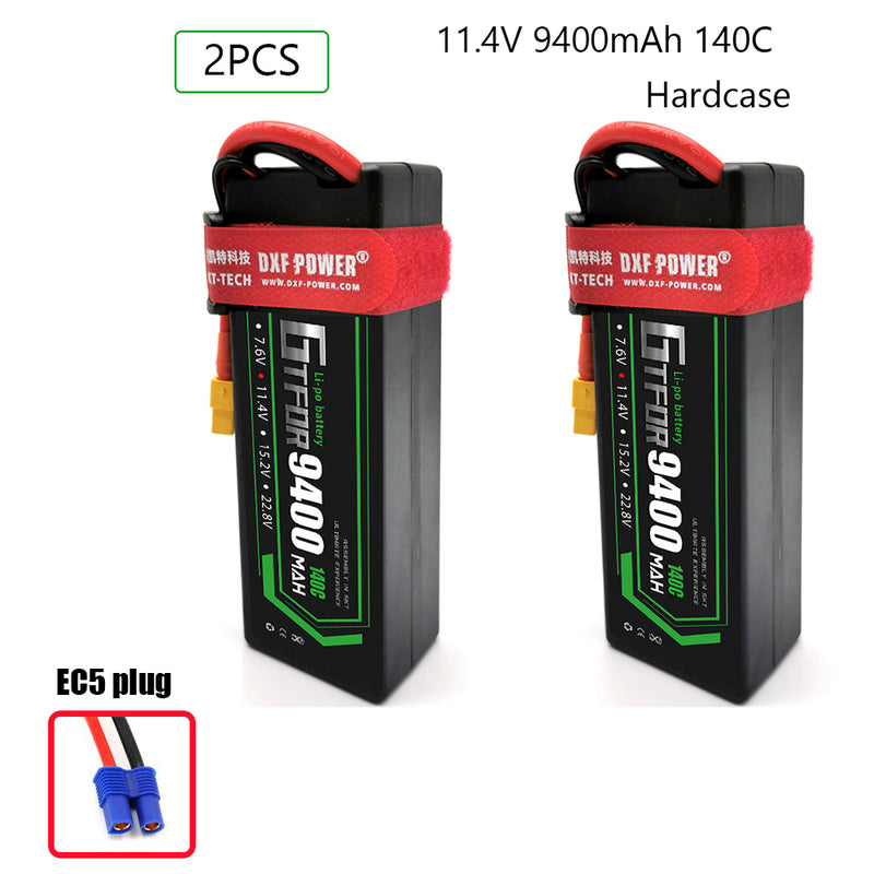 (CN)GTFDR 3S Lipo Battery 9400mAh 7.6V 140C Hardcase EC5 Plug for RC Buggy Truggy 1/10 Scale Racing Helicopters RC Car Boats