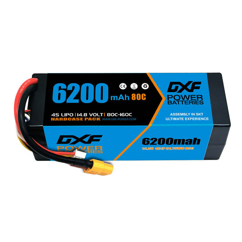(IT)DXF Lipo Battery 4S 14.8V 6200MAH 80C  lipo Hardcase  XT90 Plug for Rc 1/8 1/10 Buggy Truck Car Off-Road Drone