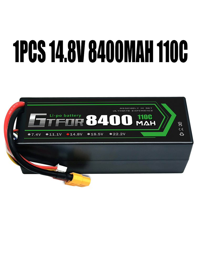 (CN)GTFDR 4S Lipo Battery 8400mAh 14.8V 110C Hardcase EC5 Plug for RC Buggy Truggy 1/10 Scale Racing Helicopters RC Car Boats