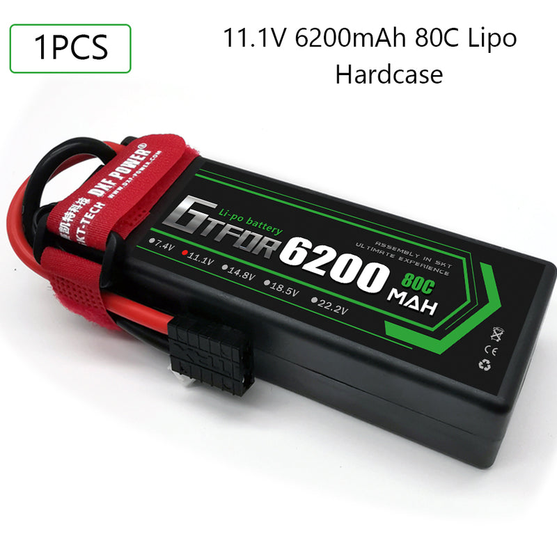 (CN)GTFDR 3S Lipo Battery 6200mAh 11.1V 80C Hardcase EC5 Plug for RC Buggy Truggy 1/10 Scale Racing Helicopters RC Car Boats