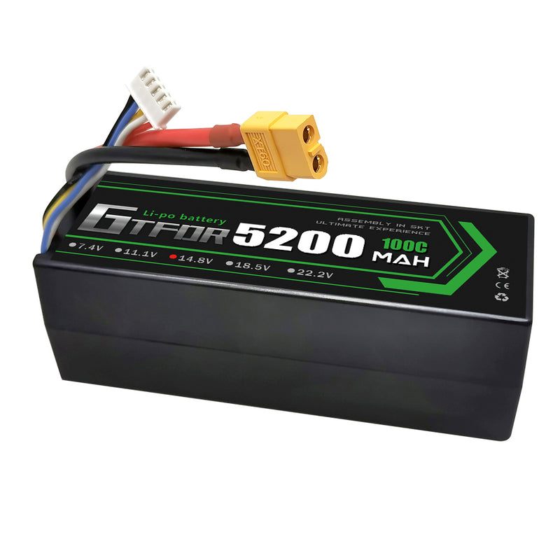 (CN)GTFDR 4S Lipo Battery 5200mAh 14.8V 100C Hardcase EC5 Plug for RC Buggy Truggy 1/10 Scale Racing Helicopters RC Car Boats