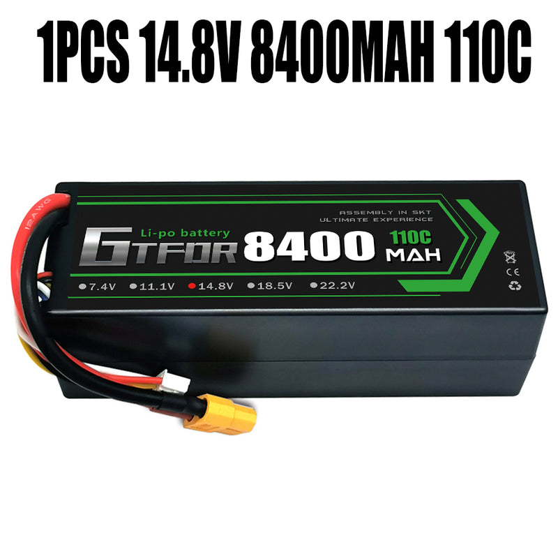 (CN)GTFDR 4S Lipo Battery 8400mAh 14.8V 110C Hardcase EC5 Plug for RC Buggy Truggy 1/10 Scale Racing Helicopters RC Car Boats