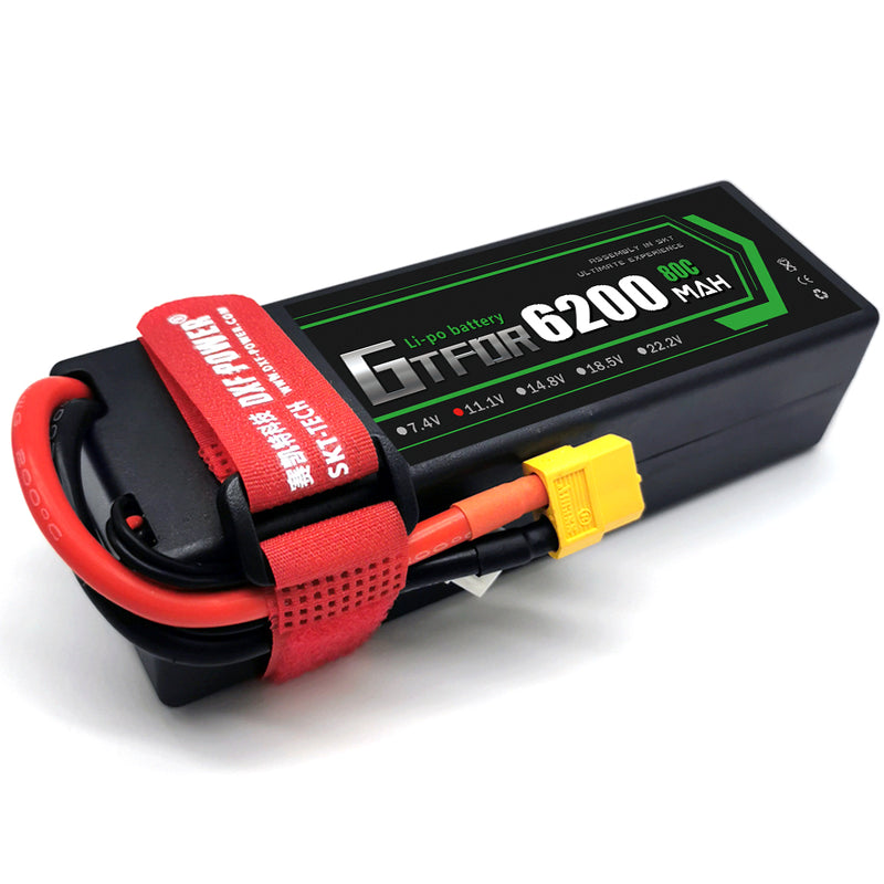 (CN)GTFDR 3S Lipo Battery 6200mAh 11.1V 80C Hardcase EC5 Plug for RC Buggy Truggy 1/10 Scale Racing Helicopters RC Car Boats