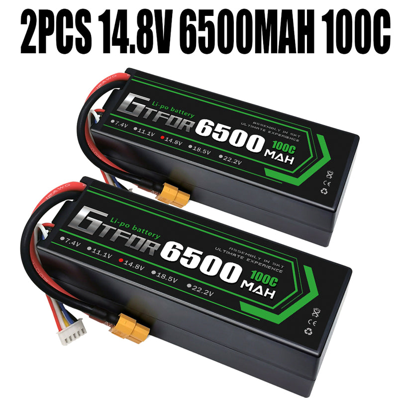 (CN)GTFDR 4S Lipo Battery 6500mAh 14.8V 100C Hardcase EC5 Plug for RC Buggy Truggy 1/10 Scale Racing Helicopters RC Car Boats