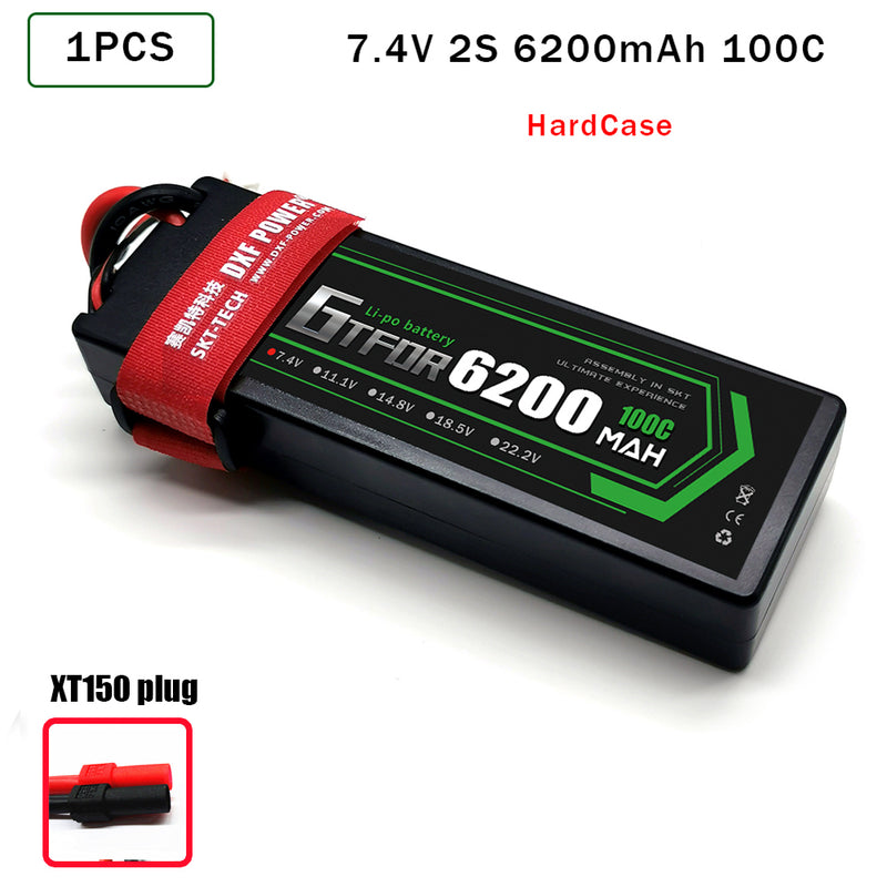 (CN)GTFDR 2S Lipo Battery 6200mAh 7.4V 100C Hardcase EC5 Plug for RC Buggy Truggy 1/10 Scale Racing Helicopters RC Car Boats
