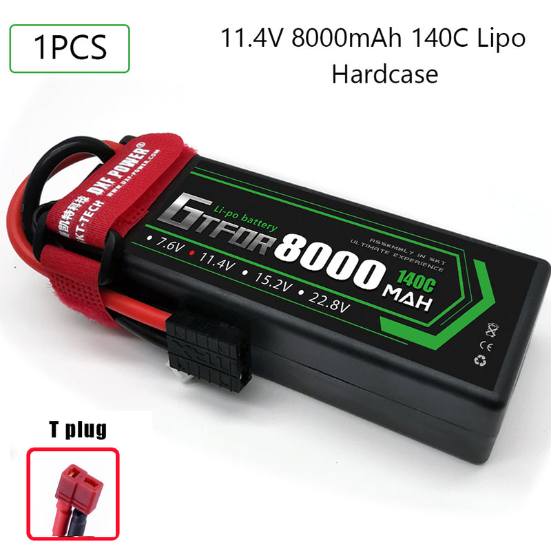 (CN)GTFDR 3S Lipo Battery 8000mAh 11.4V 140C Hardcase EC5 Plug for RC Buggy Truggy 1/10 Scale Racing Helicopters RC Car Boats