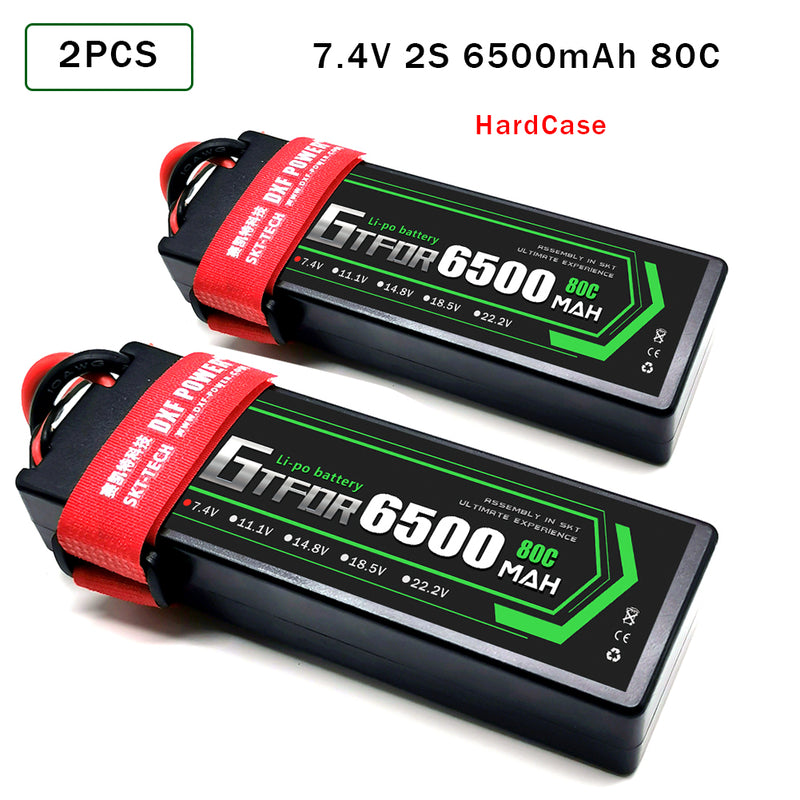 (CN)GTFDR 2S Lipo Battery 6500mAh 7.4V 80C Hardcase EC5 Plug for RC Buggy Truggy 1/10 Scale Racing Helicopters RC Car Boats