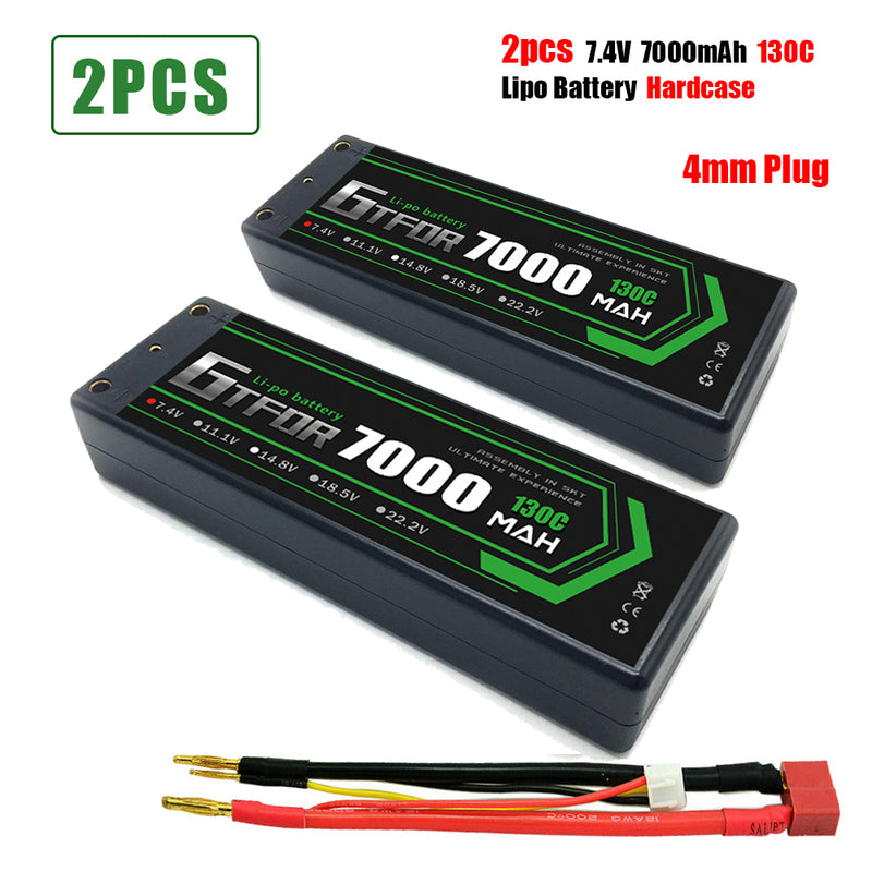 (CN)GTFDR 2S Lipo Battery 7000mAh 7.4V 130C 4mm Hardcase EC5 Plug for RC Buggy Truggy 1/10 Scale Racing Helicopters RC Car Boats