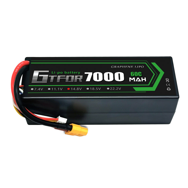 (CN)GTFDR 4S Lipo Battery 7000mAh 14.8V 60C Hardcase EC5 Plug for RC Buggy Truggy 1/10 Scale Racing Helicopters RC Car Boats