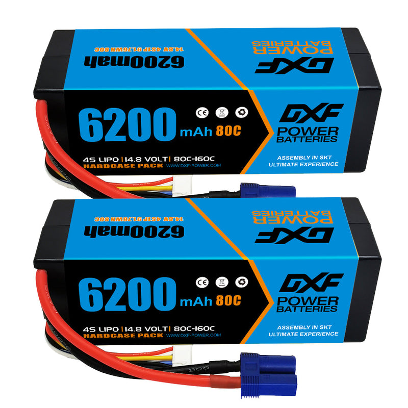 (GE)DXF Lipo Battery 4S 14.8V 6200MAH 80C  lipo Hardcase EC5 Plug for Rc 1/8 1/10 Buggy Truck Car Off-Road Drone