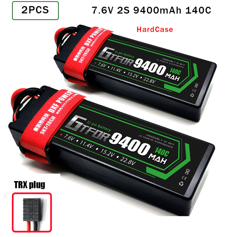 (CN)GTFDR 2S Lipo Battery 9400mAh 7.6V 140C Hardcase EC5 Plug for RC Buggy Truggy 1/10 Scale Racing Helicopters RC Car Boats