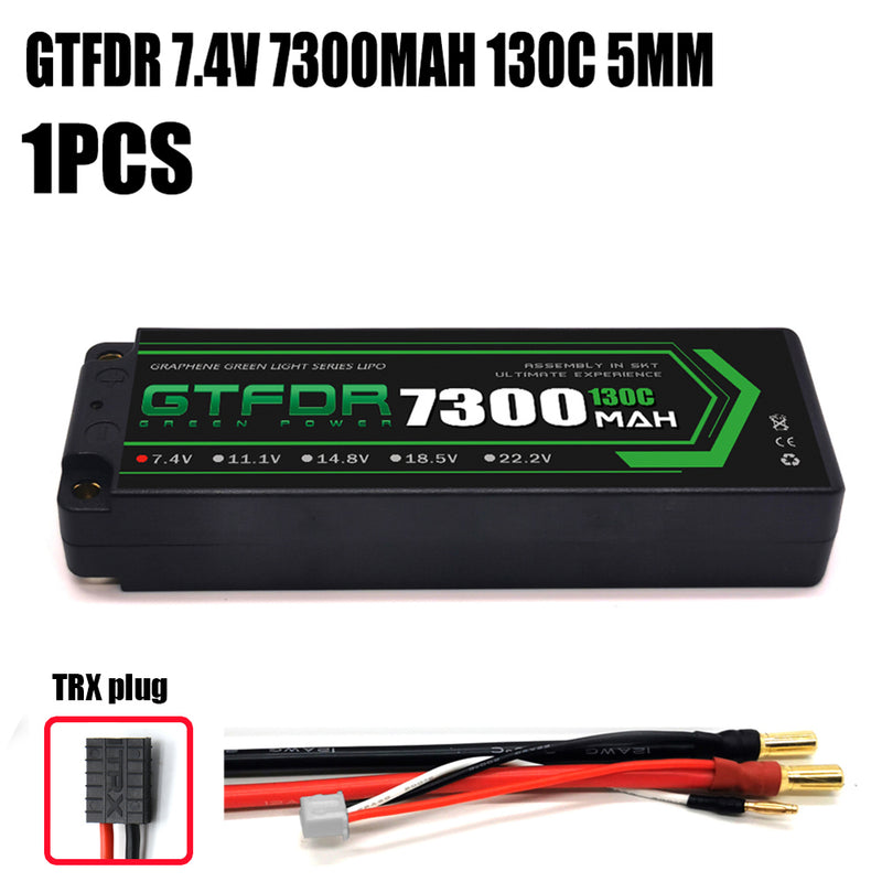 (CN)GTFDR 2S Lipo Battery 7300mAh 7.4V 130C 5mm Hardcase EC5 Plug for RC Buggy Truggy 1/10 Scale Racing Helicopters RC Car Boats