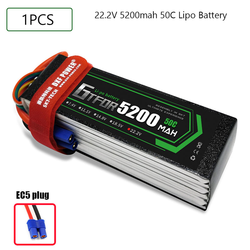 (CN)DXF 6S Lipo Battery 22.2V 50C 5200mAh Soft Case Battery with EC5 XT90 Connector for Car Truck Tank RC Buggy Truggy Racing Hobby
