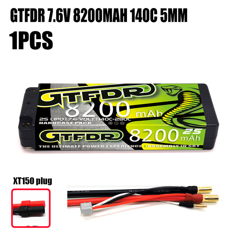 (CN)GTFDR 2S Lipo Battery 8000mAh 7.6V 140C 5mm Hardcase EC5 Plug for RC Buggy Truggy 1/10 Scale Racing Helicopters RC Car Boats
