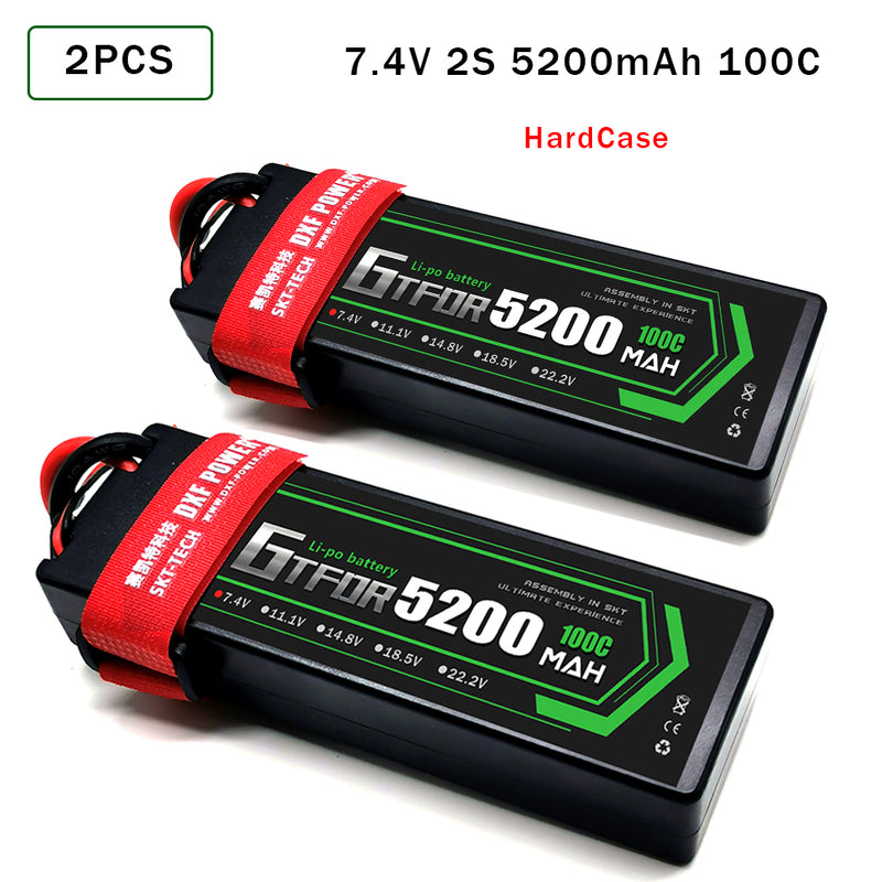 (CN) GTFDR 2S 7.4V Lipo Battery 100C 5200mAh for RC 1/10 1/8 Vehicles Car Truck Tank Truggy Competition Racing Hobby