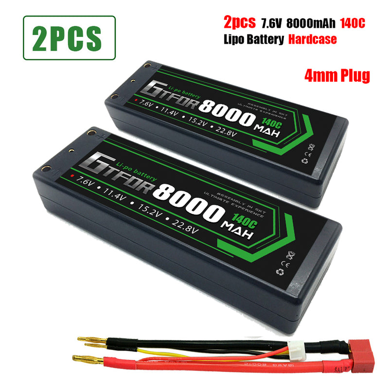 (CN)GTFDR 2S Lipo Battery 8000mAh 7.6V 140C 4mm Hardcase EC5 Plug for RC Buggy Truggy 1/10 Scale Racing Helicopters RC Car Boats