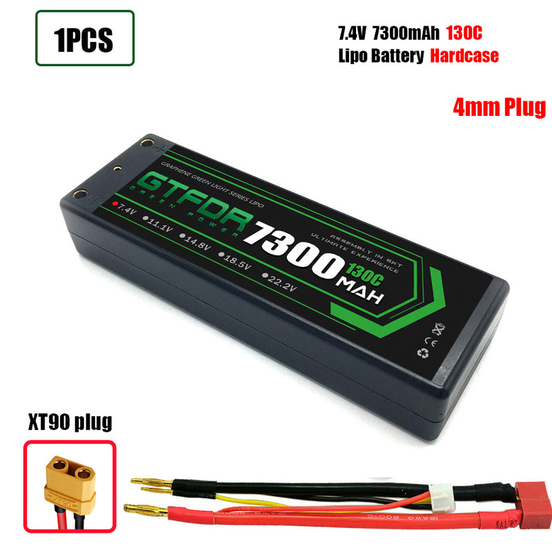 (CN)GTFDR 2S Lipo Battery 7300mAh 7.4V 130C 4mm Hardcase EC5 Plug for RC Buggy Truggy 1/10 Scale Racing Helicopters RC Car Boats