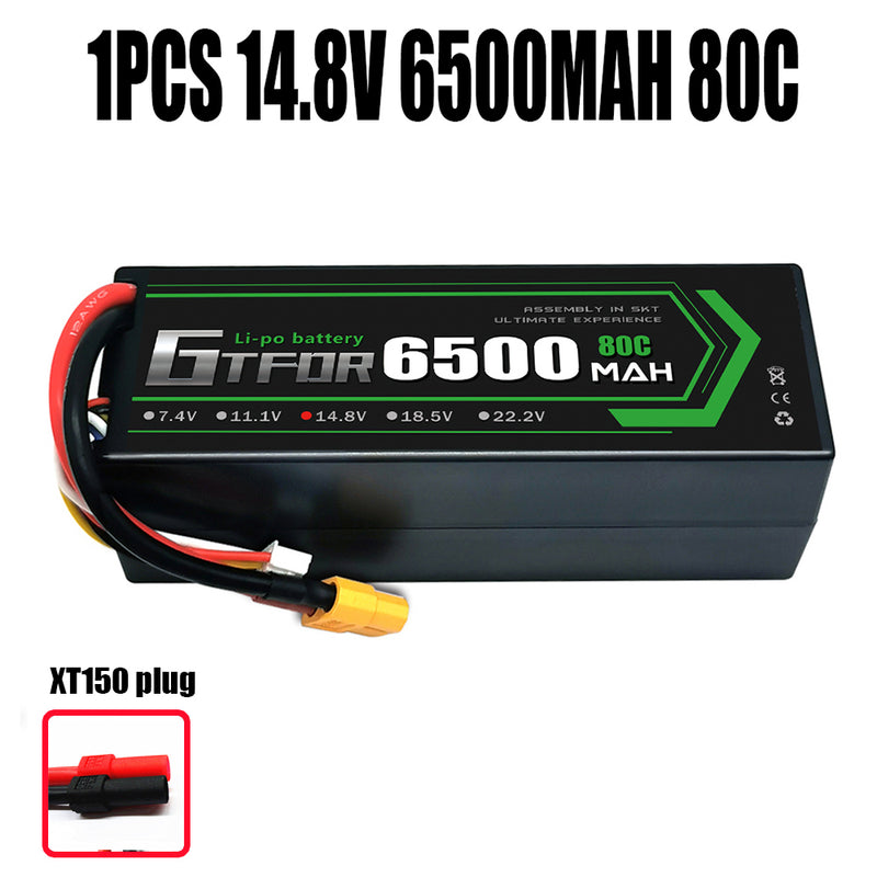 (CN)GTFDR 4S Lipo Battery 6500mAh 14.8V 80C Hardcase EC5 Plug for RC Buggy Truggy 1/10 Scale Racing Helicopters RC Car Boats