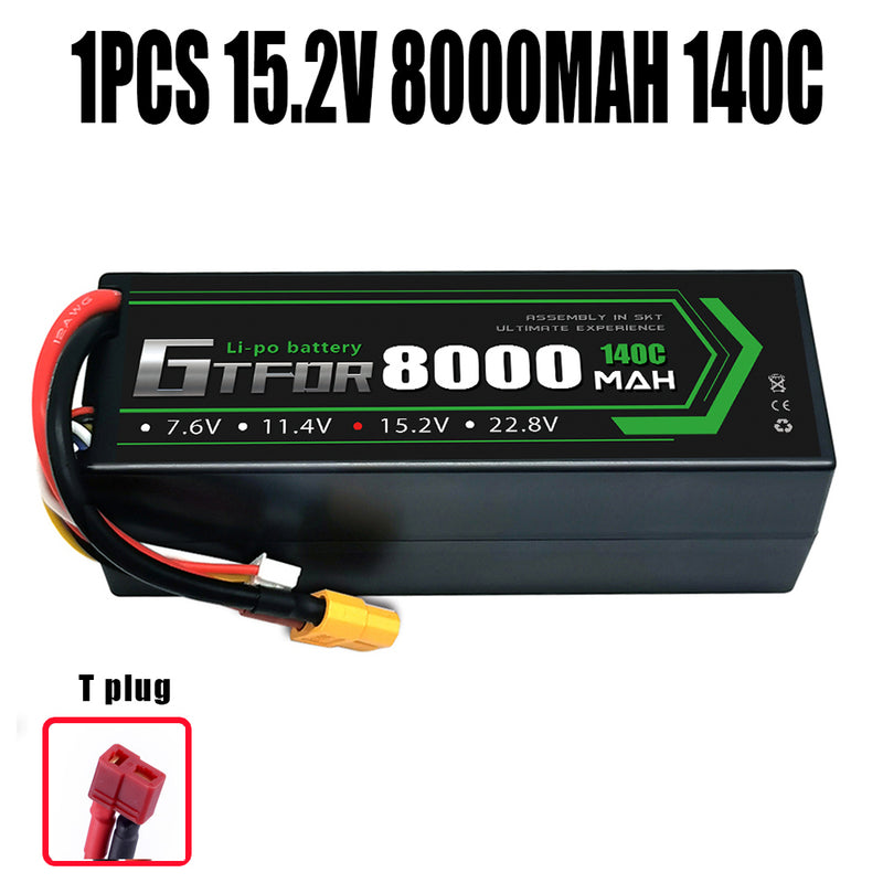 (CN)GTFDR 4S Lipo Battery 8000mAh 15.2V 140C Hardcase EC5 Plug for RC Buggy Truggy 1/10 Scale Racing Helicopters RC Car Boats